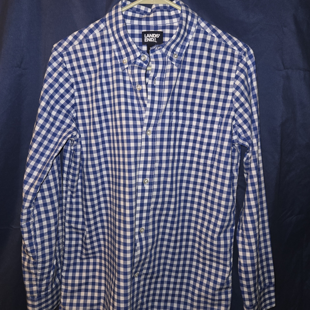 Lands' End Boy's Checkered Blue Shirt